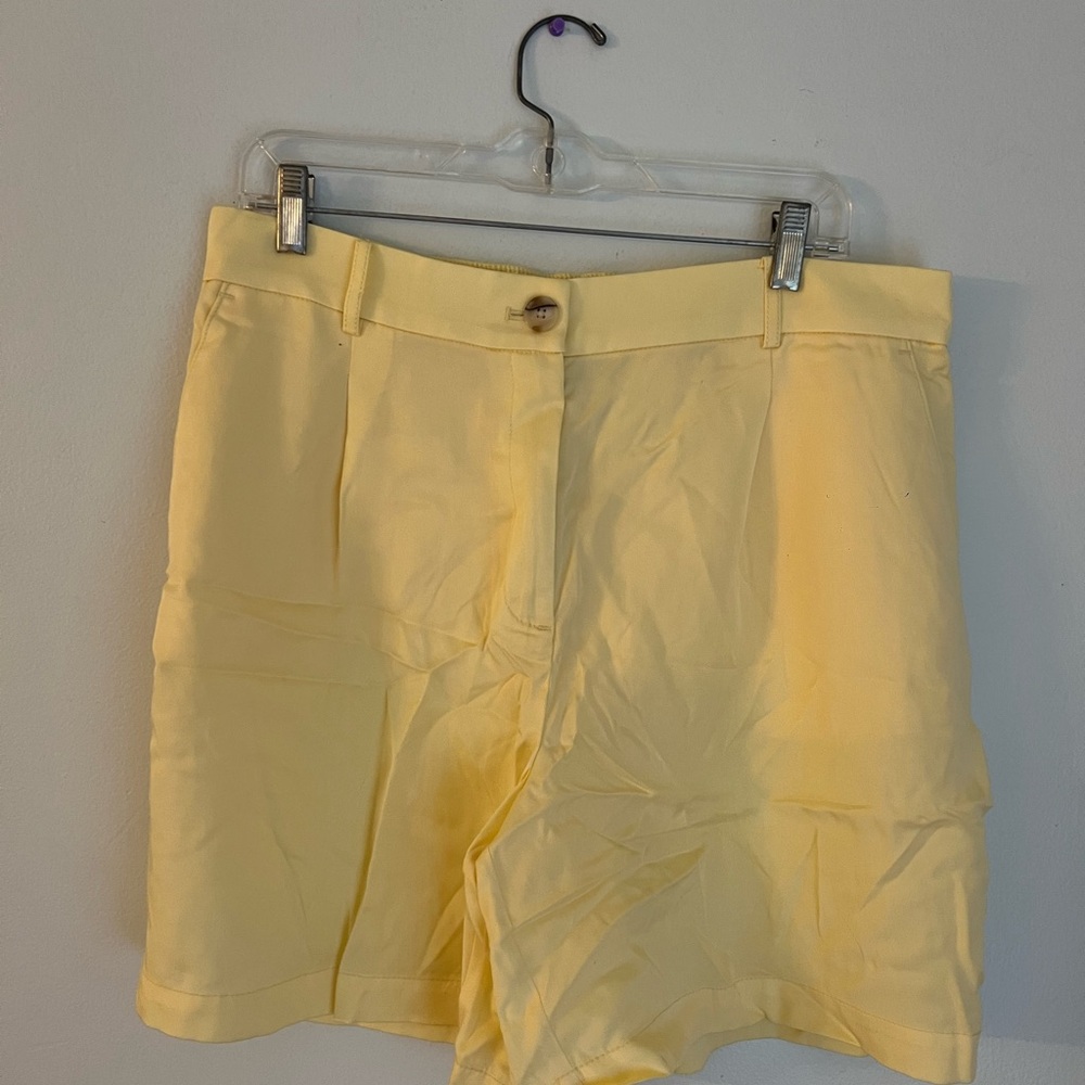 LOFT Yellow Bermuda Shorts Tailored Cotton Blend